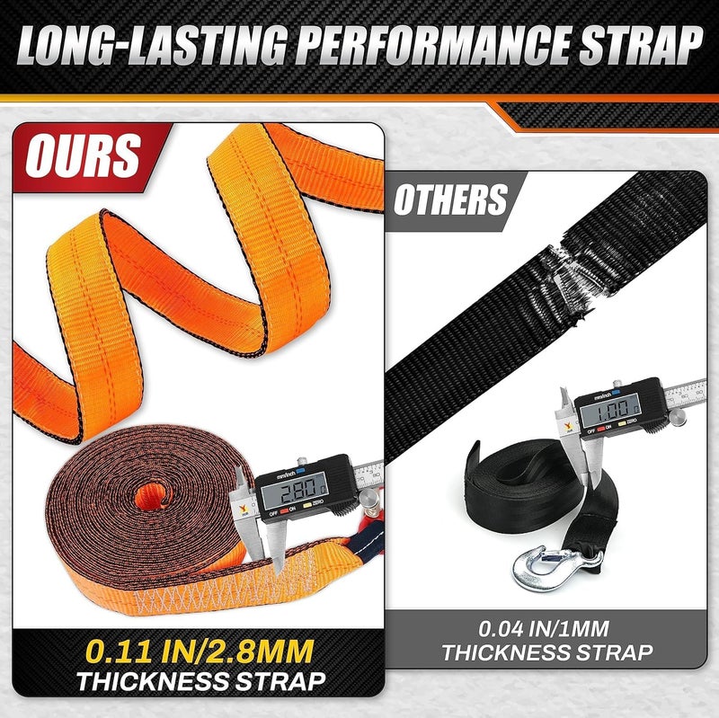 TUSGOR [PREMIUM] Boat Trailer Winch Strap With Supper Steel Hook, 15000 LBS Break Strength, Two Layers Winch Strap, Winch Pulley Strap For Boat Trailer Replacement, Towing Vehicles & Boat Accessories 2"x20' - Image 3